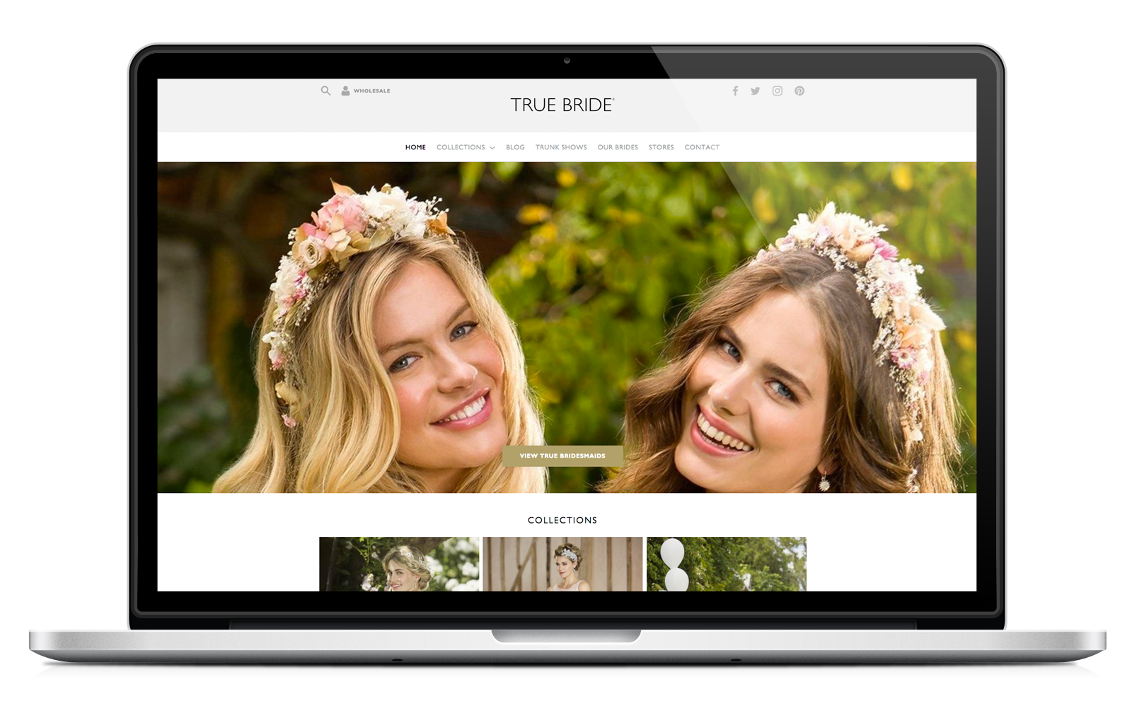 laptop showing True Bride built with iPages ecommerce website platform