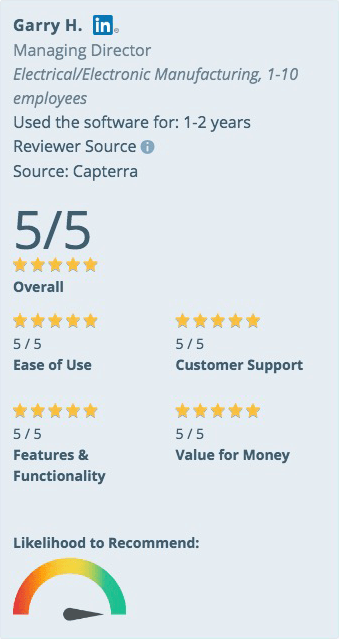 Capterra review panel mobile view