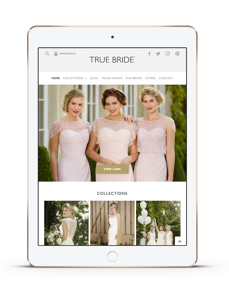 tablet showing True Bride built with iPages ecommerce website platform