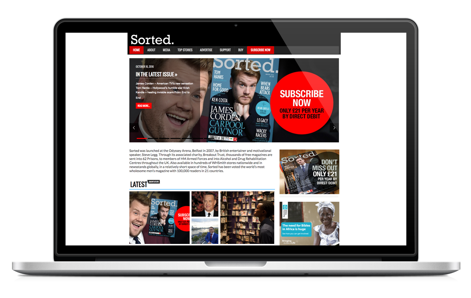 laptop showing Sorted Magazine ecommerce website built with iPages ecommerce CMS
