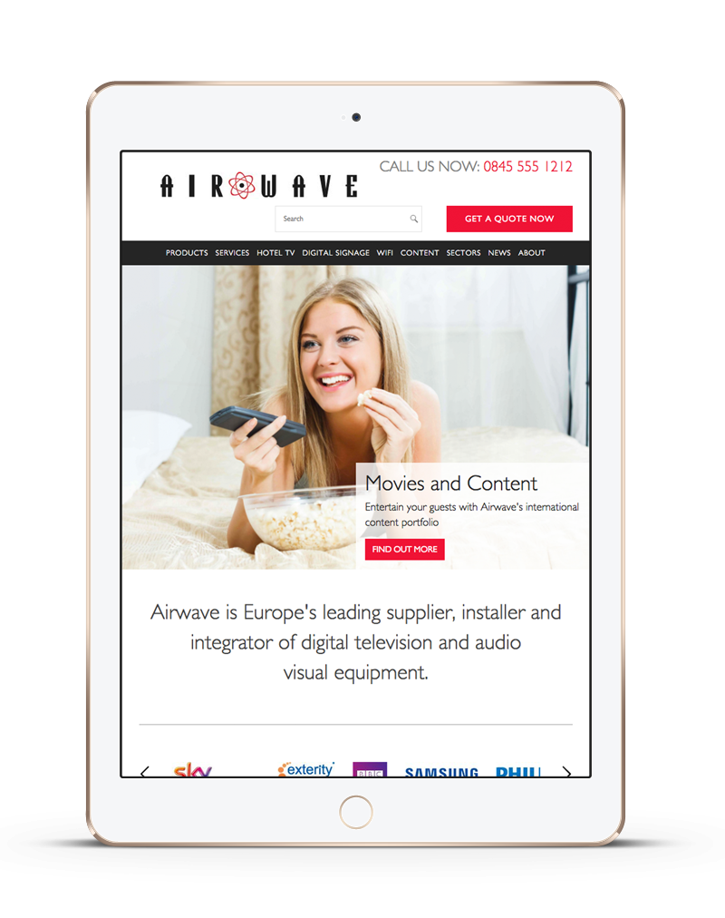 tablet showing Airwave TV responsive website redesign