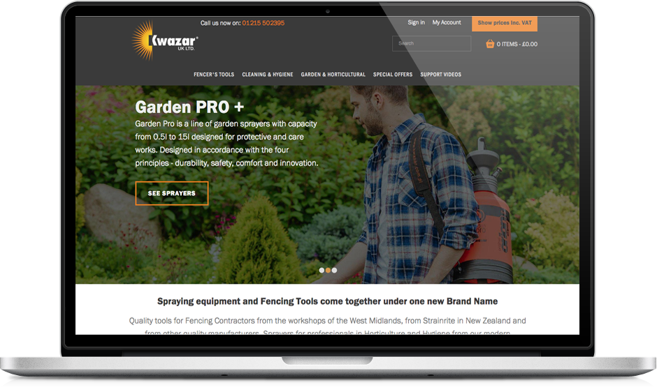 laptop showing Kwazar ecommerce website responsive redesign